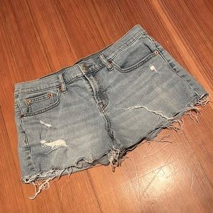 Petite denim cut-off shorts